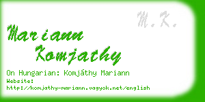 mariann komjathy business card
